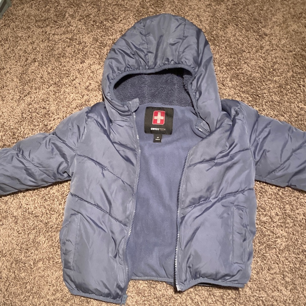 Swiss Tech Kids Hooded Gray Puffer Jacket size 4T